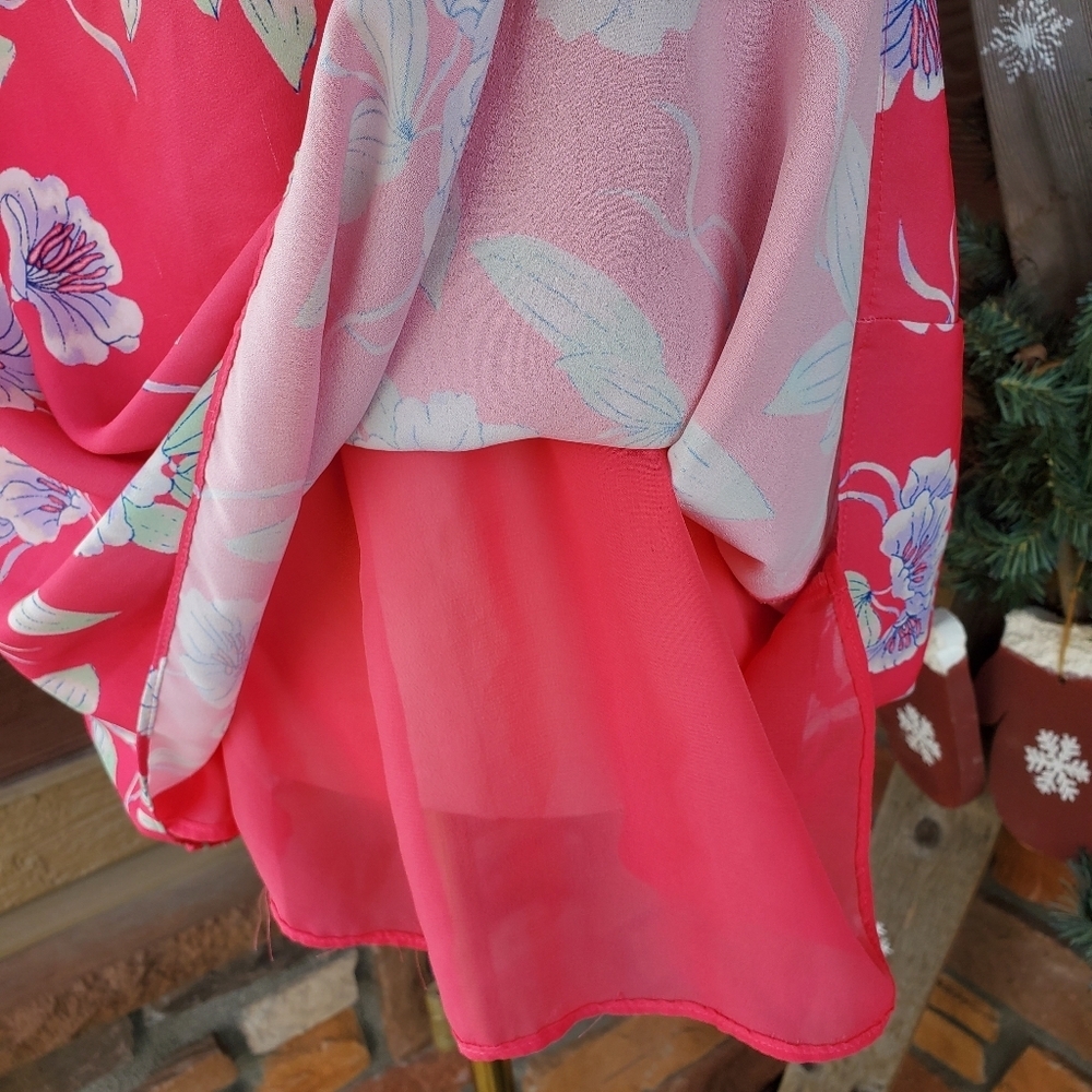 Emma & Olivia Coral Pink Floral Sleeveless Flowy Women's Blouse Size XL NWOT - Picture 6 of 16